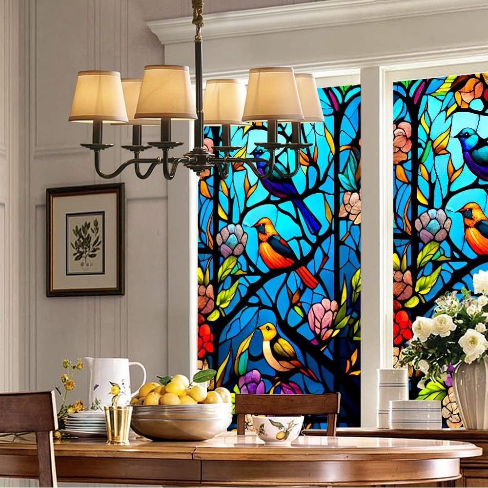 Colored Electrostatic Glass Sticker, No Glue-Stained Glass Window Privacy Film, Kitchen Bedroom Door Home Decor Decal