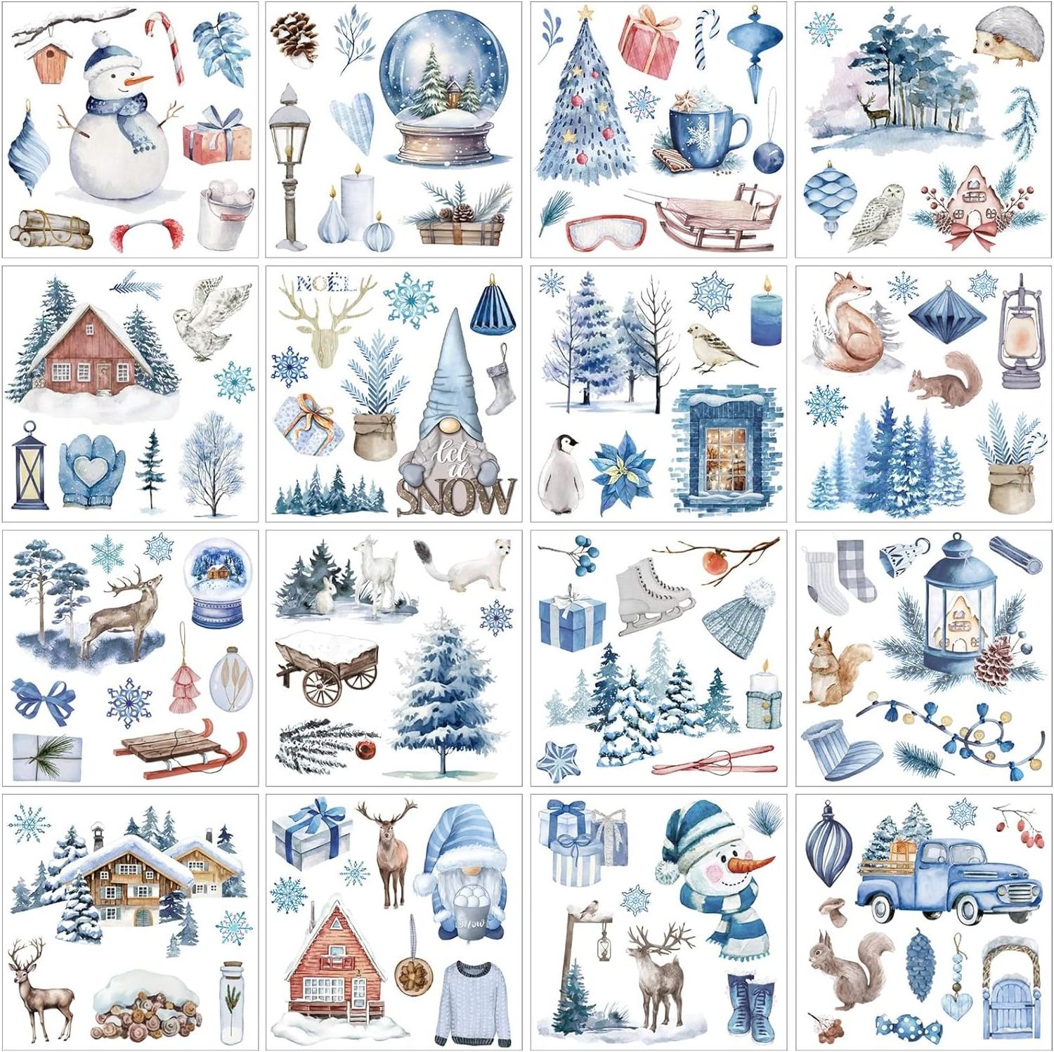 Winter Transfers Stickers Snow Style Scrapbook Stickers Decals for DIY Wood Furniture Fabric Journal Dairy Envelope Crafts