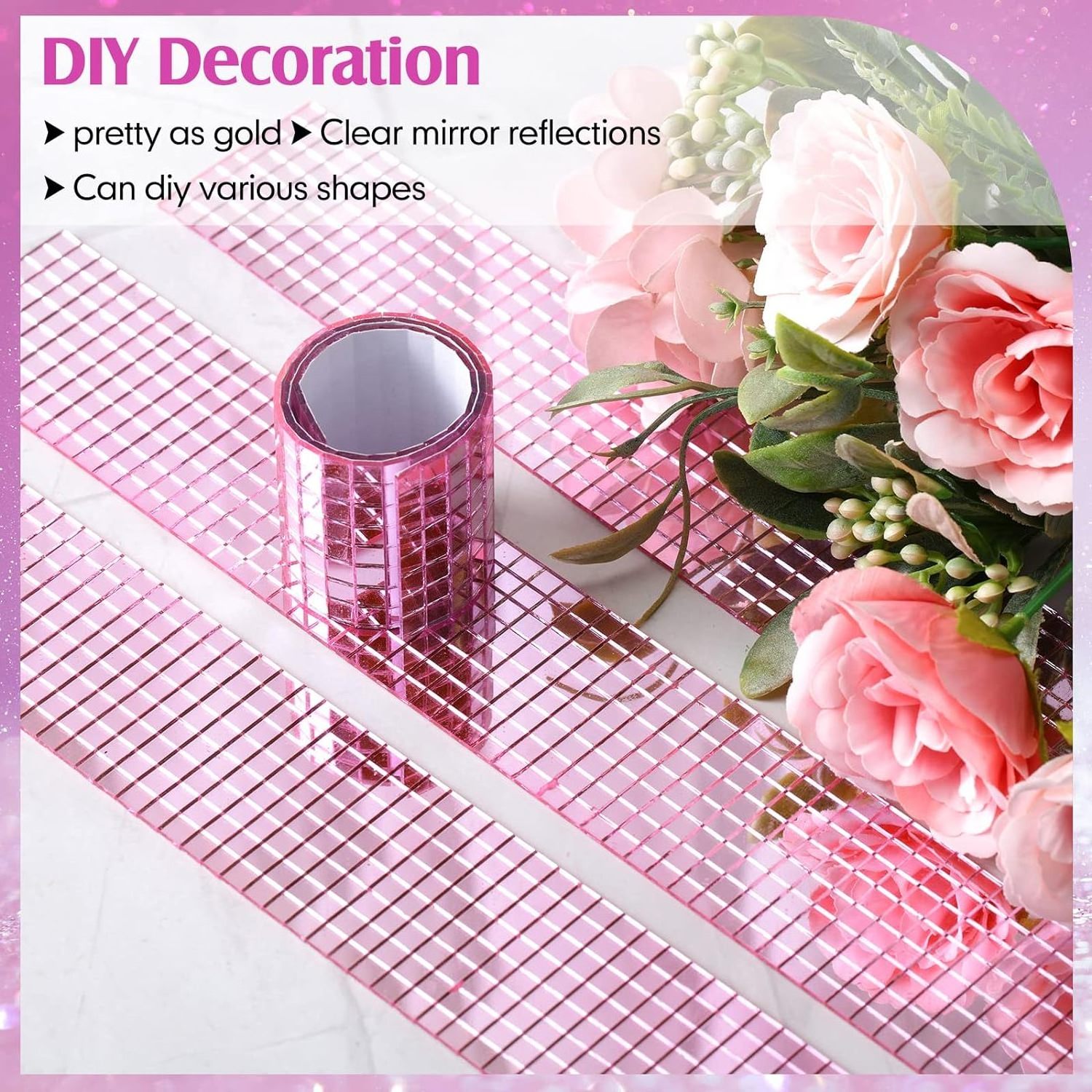 Wholesale Real Glass Mirror Self-Adhesive Disco Ball Mirror Glass Tiles Mosaic Stickers for DIY Wall Decoration Craft