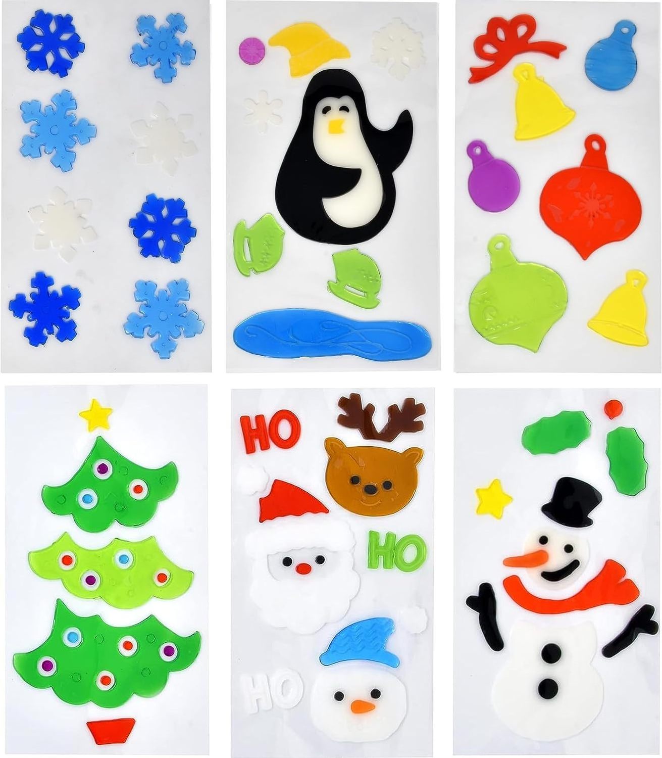 Christmas Window Gel Sticker Happy Holiday Sticker Decal Decorations  For Seasonal Classroom Party Supplies Accessories