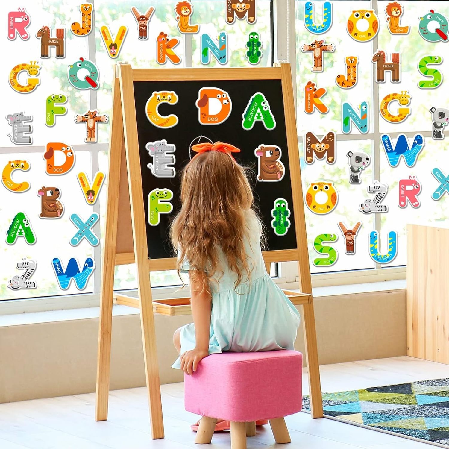 Wholesale Customized High Quality Gel Window Clings Jelly Window Cute Letter Animals Sticker