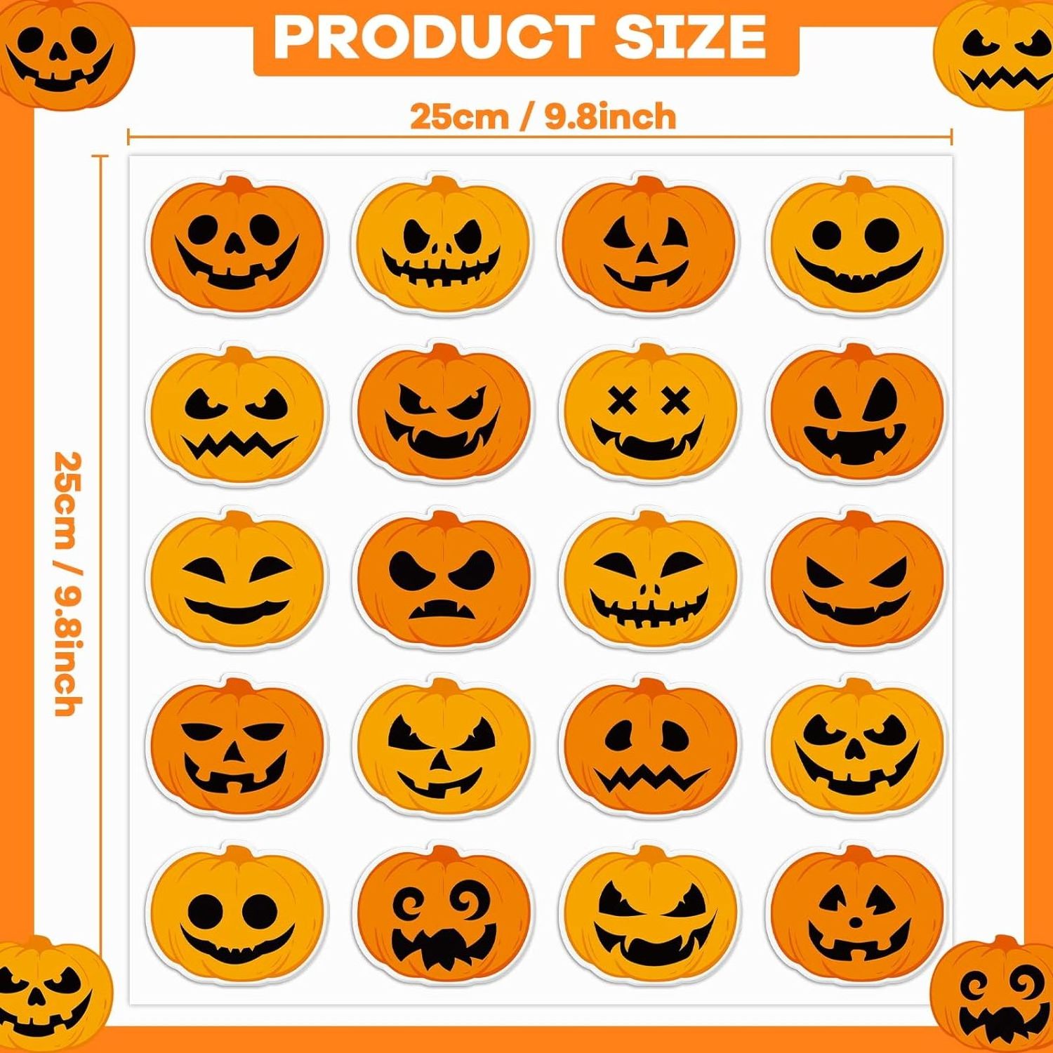 Halloween Pumpkin Thick Gel Sticker Halloween Pumpkin Window Clings Decals for Kids  Home Classroom Nursery Halloween Party