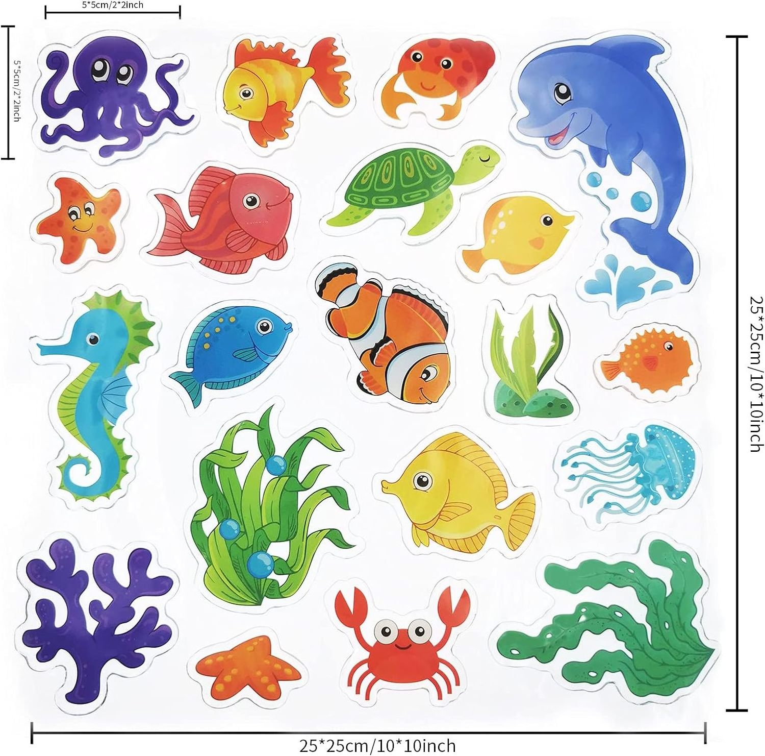 Sea Animals Window Gel Clings Stickers for Toddlers Kids Adults Home Airplane Classroom Nursery Sea Animals Party Supplies