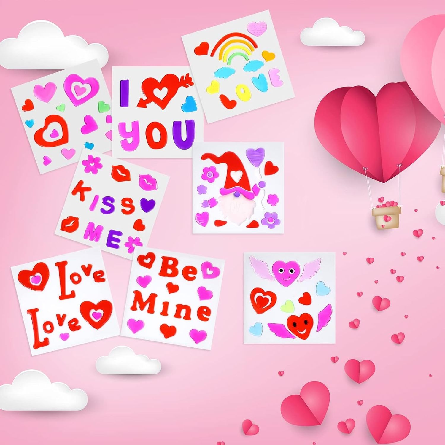 Factory Price Custom Valentine  Gel Cling Jelly  Sticker Window Fridge Sticker