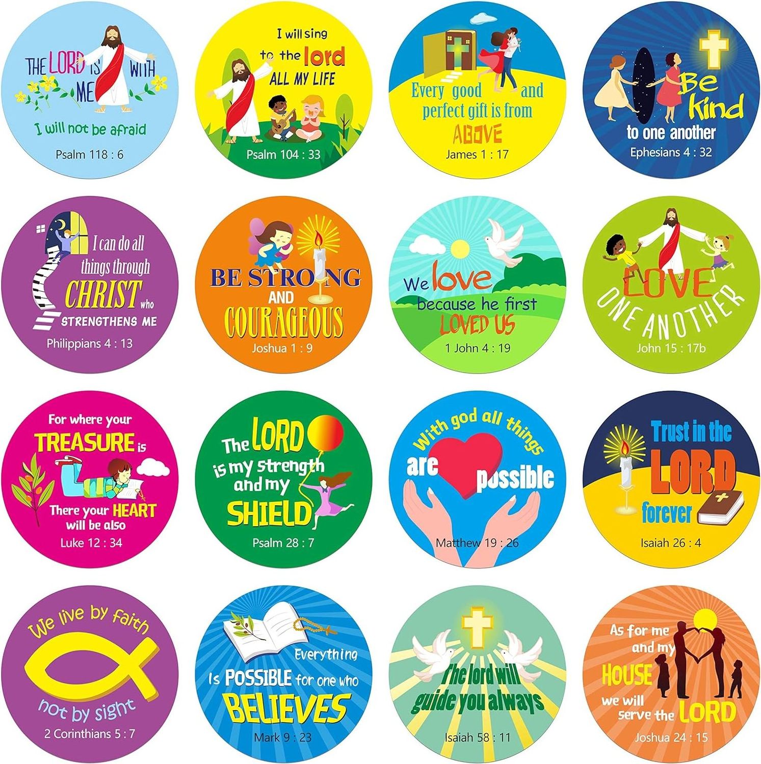 Christian Prayer Faith Bible Verse Stickers in 16 Designs