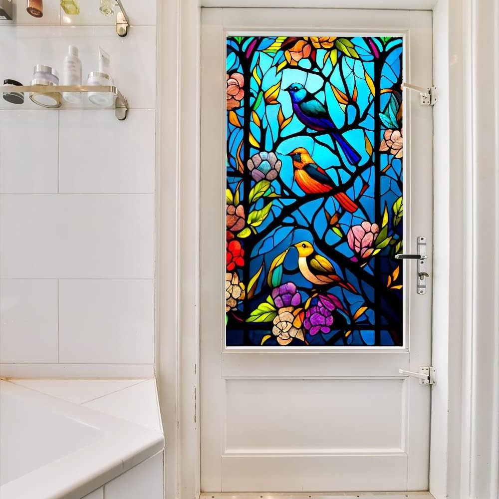 Colored Electrostatic Glass Sticker, No Glue-Stained Glass Window Privacy Film, Kitchen Bedroom Door Home Decor Decal