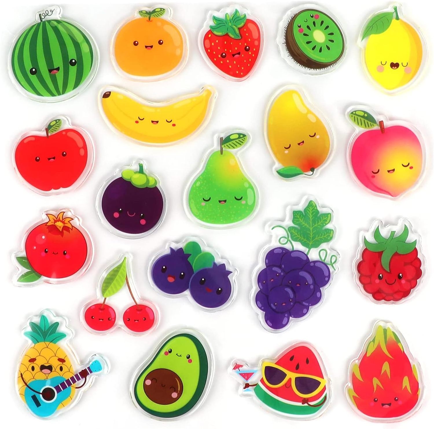 Fruits Window Thick Gel Stickers for Kids Toddlers and Adults Home Classroom Nursery Fruits Party Supplies Decorations