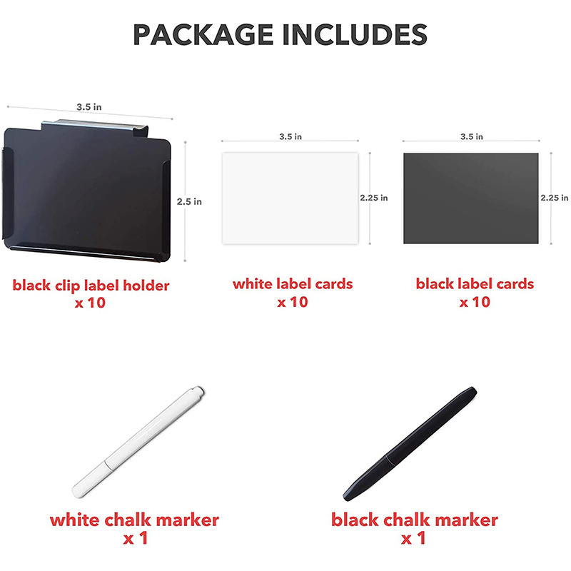 Metal Bin And Basket Label Clips For Storage Bins. Dry Erase Chalk Marker Compatible. Replaceable Paper Insert Labels