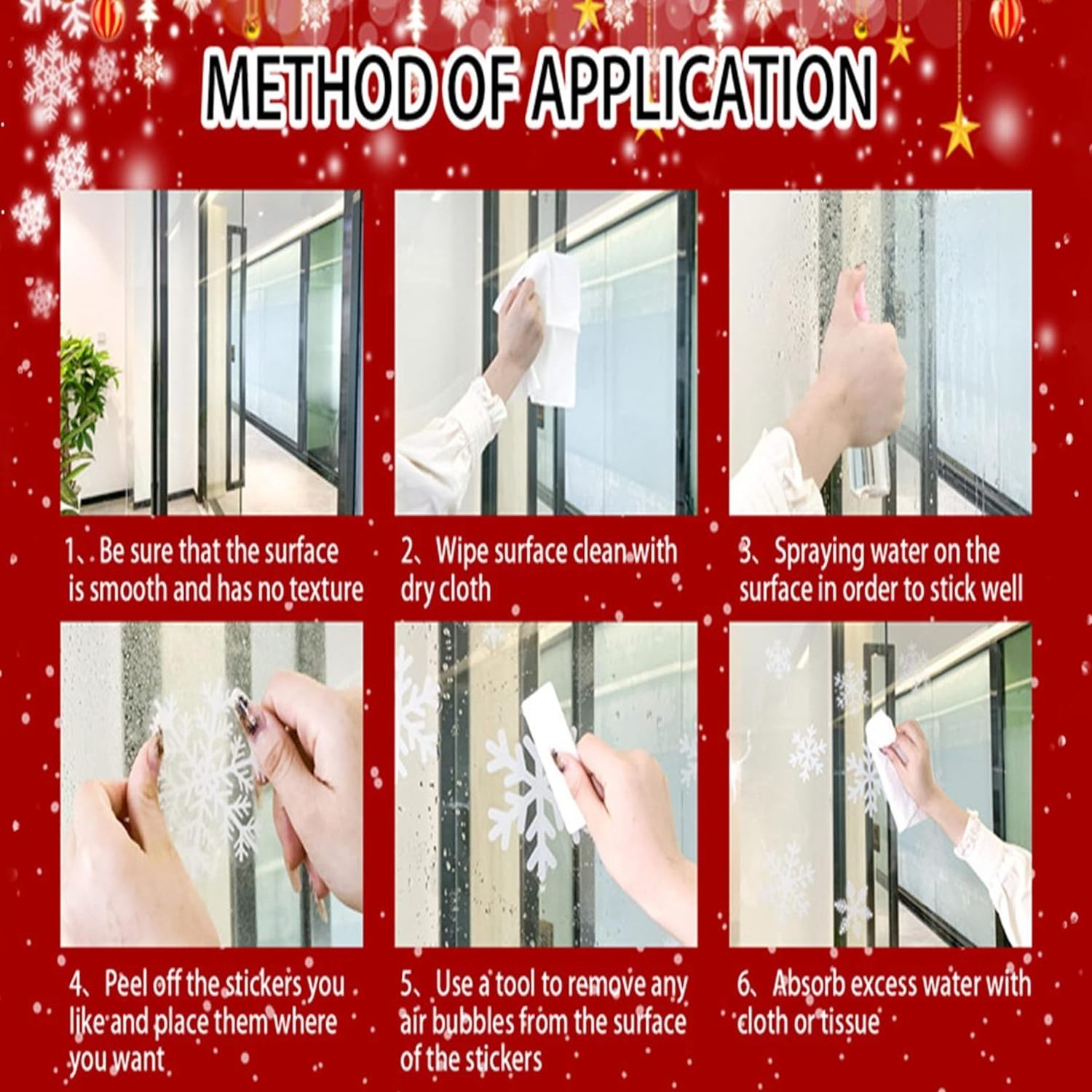 Christmas Window Clings Decoration 2024 Electrostatic Stickers Wall Decor for Party New Year Decals Winter Holiday Bathroom