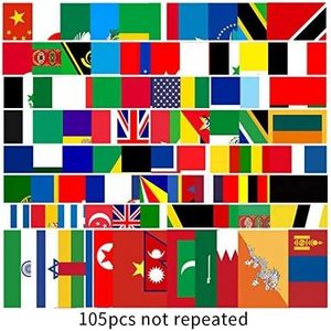 World Flag Decal Stickers for Laptop Travel Case Notebook Phone Car Scrapbook Water Bottle Bike Graffiti Decals