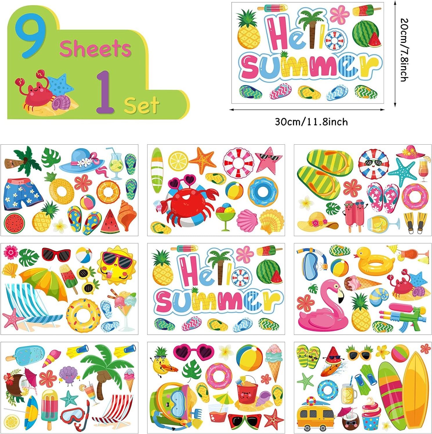 Gel Clings Decals Stickers Window Clings Removable Reusable for Kids Toddlers Nursery Room Classroom Party Supplies