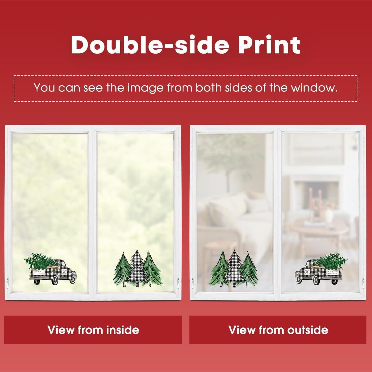 Christmas Window Gel Sticker, Xmas Tree Snow Truck for Home Party Supplies Shop Window Glass Display Decoration