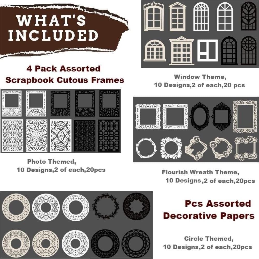 Wholesale 20 pcs / pack scrapbook paper cutout design embossed frame decoration paper for DIY craft planners