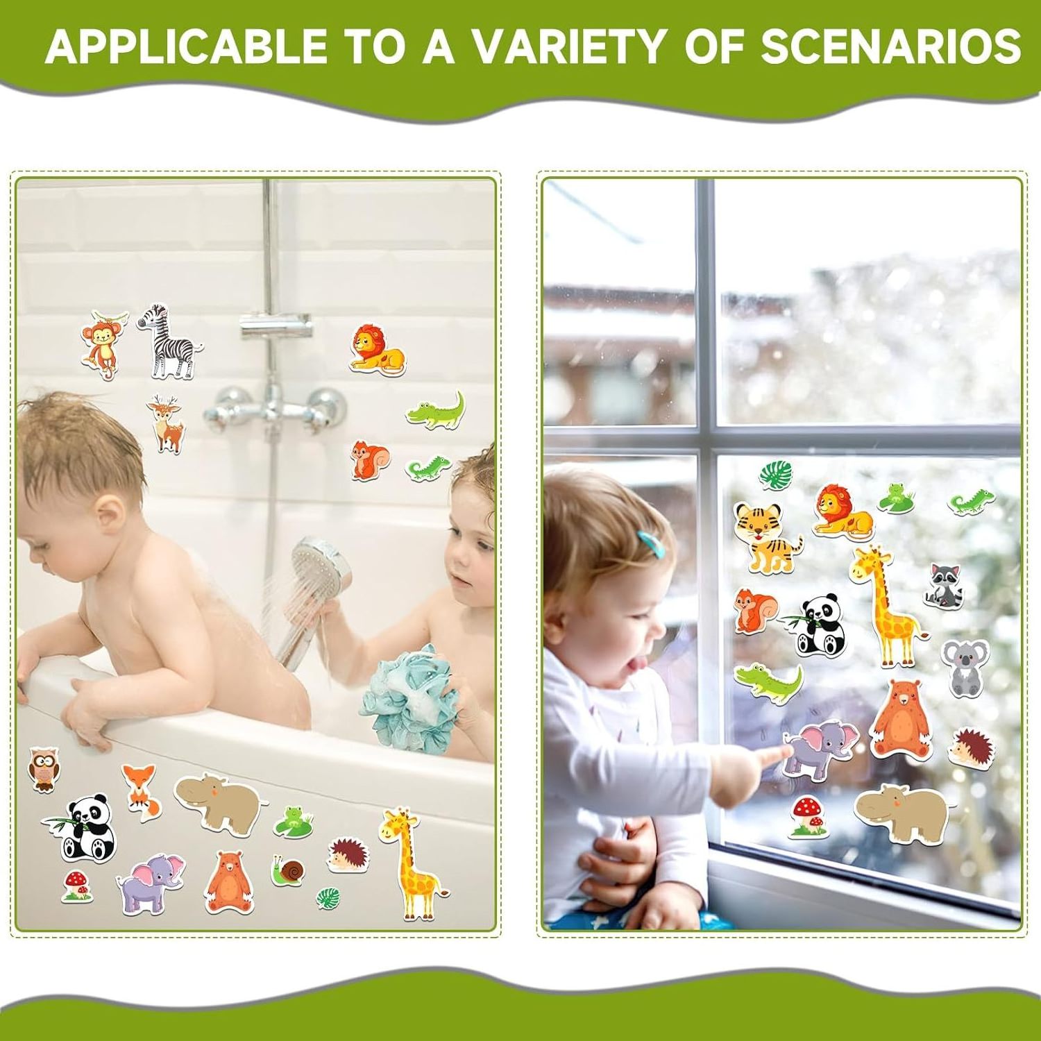 Window Clings Decals Thick Gel Clings for Adults Kids Classroom Nursery Home Zoo Animals Party Supplies Decorations