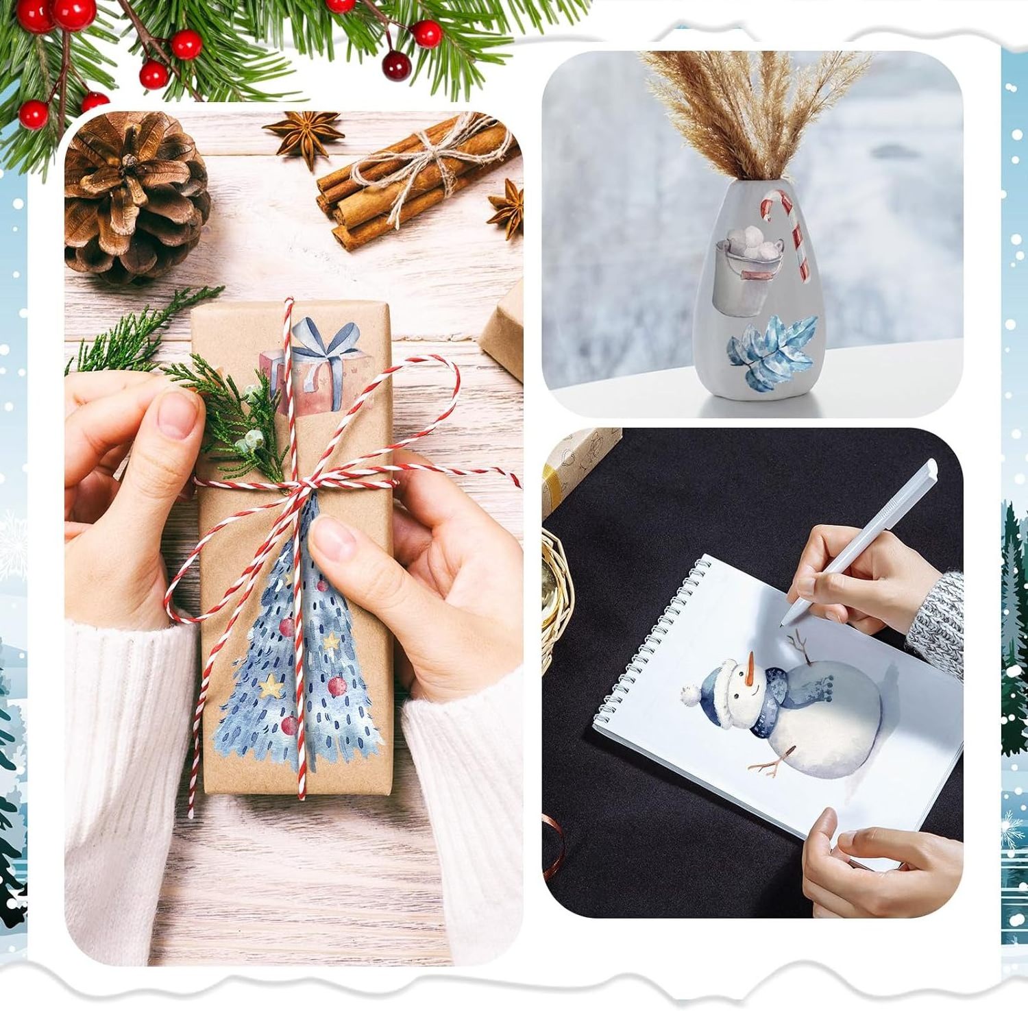 Winter Transfers Stickers Snow Style Scrapbook Stickers Decals for DIY Wood Furniture Fabric Journal Dairy Envelope Crafts