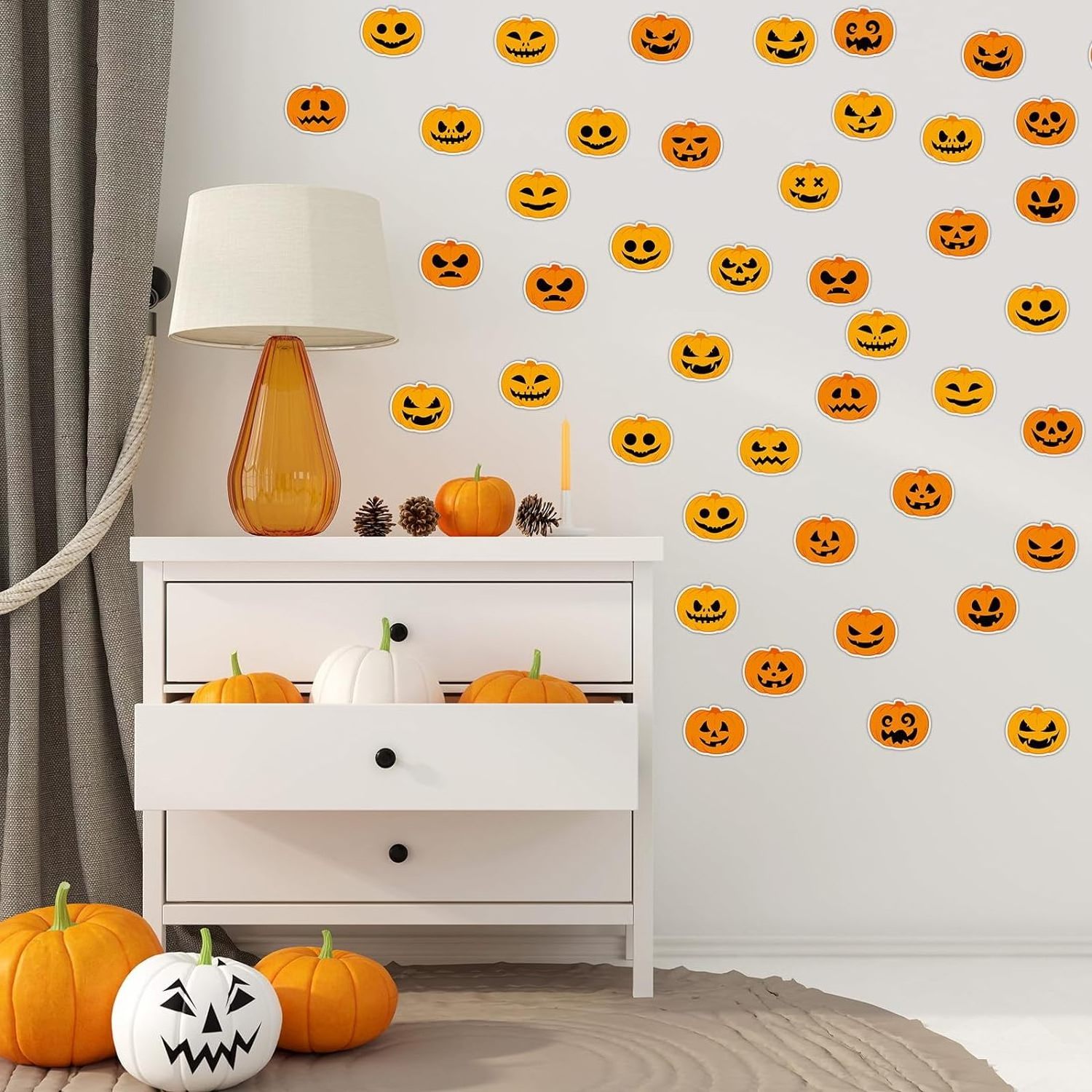 Halloween Pumpkin Thick Gel Sticker Halloween Pumpkin Window Clings Decals for Kids  Home Classroom Nursery Halloween Party