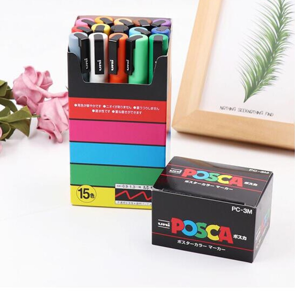 Uni Posca Marker Medium 15 Colors Set PC-5M 15C Mitsubishi Pencil Water Based