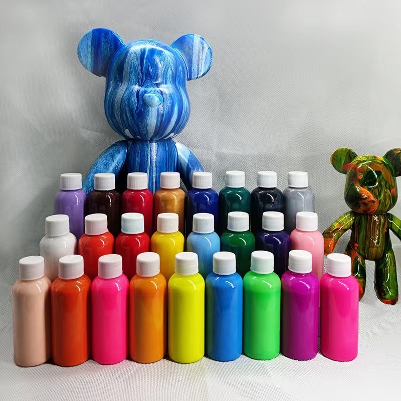 DIY Painting Violence Bear Bearbricks Manual Fluid Painting Creative Home Room Decoration Hand Made Doll Figurine Toys Gift