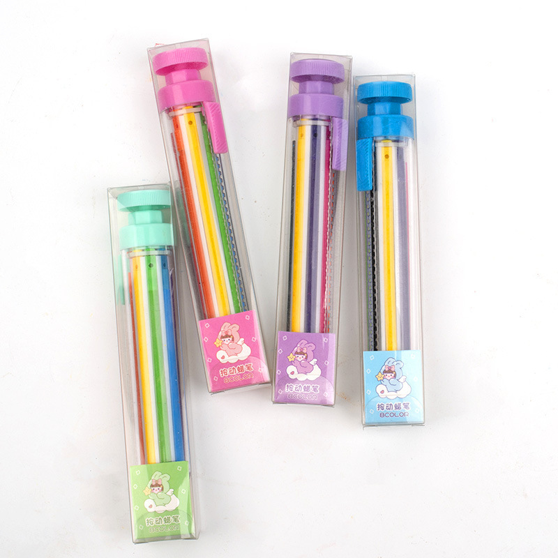 1Pcs 8 In 1 Multicolor Kids Graffiti Painting Tools Push Style DIY Replaceable Oil Pastel Colored Pencil Wax Crayons