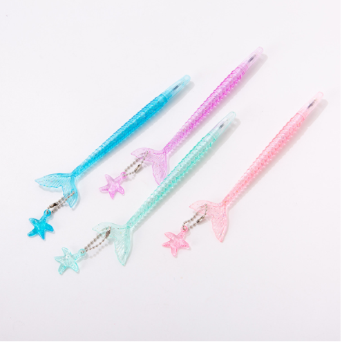 Hot Selling Cute Cartoon Shape Creative Crystal Glitter Gel Pen Fishtail Pendant Fancy Gel Pen Sign Pen For Student