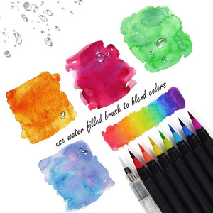 50 Colors Water Based Drawing Marker Brushes W/A Water Coloring Brush, Water Colored Ink W/Soft Flexible Tip for Adult Coloring