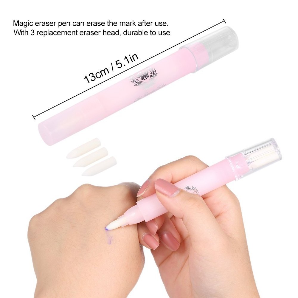 Magic Eraser Pen, Eyebrow Tattoo Remover of Marker Ink Permanent Microblading Makeup Removal with 3 Replaced Heads