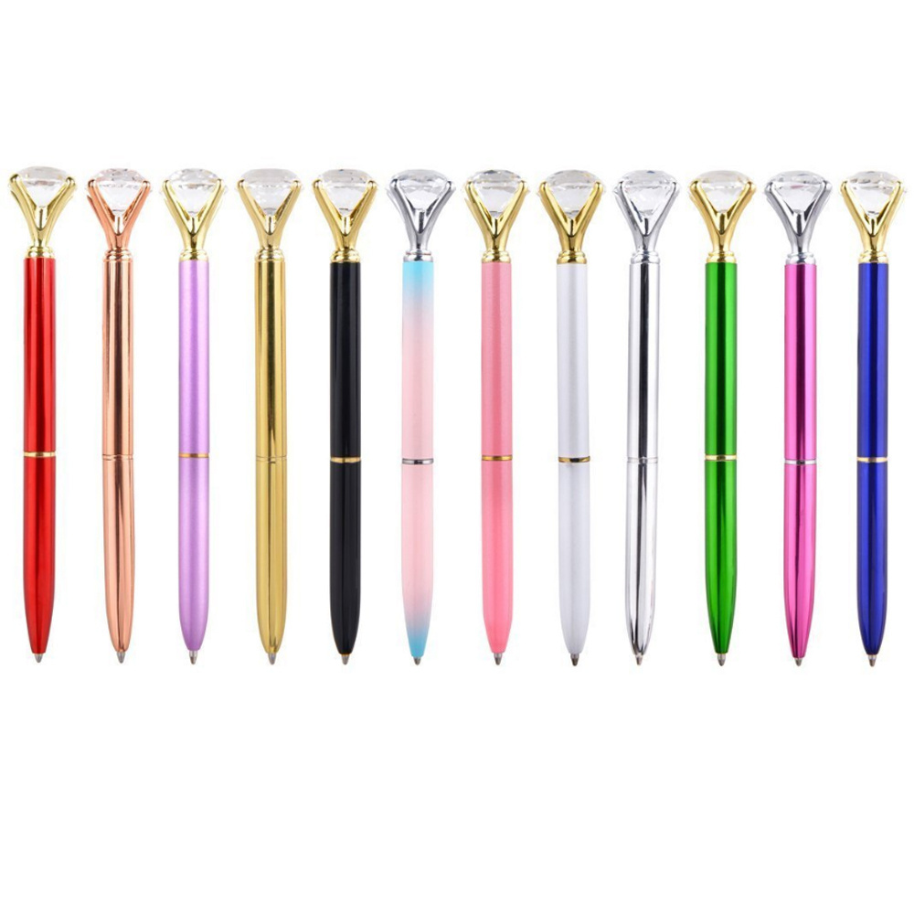 Promotional Crystal Diamond Pen Bling Bling Metal Ball point Pen Ballpoint Pen Refills set for School Office