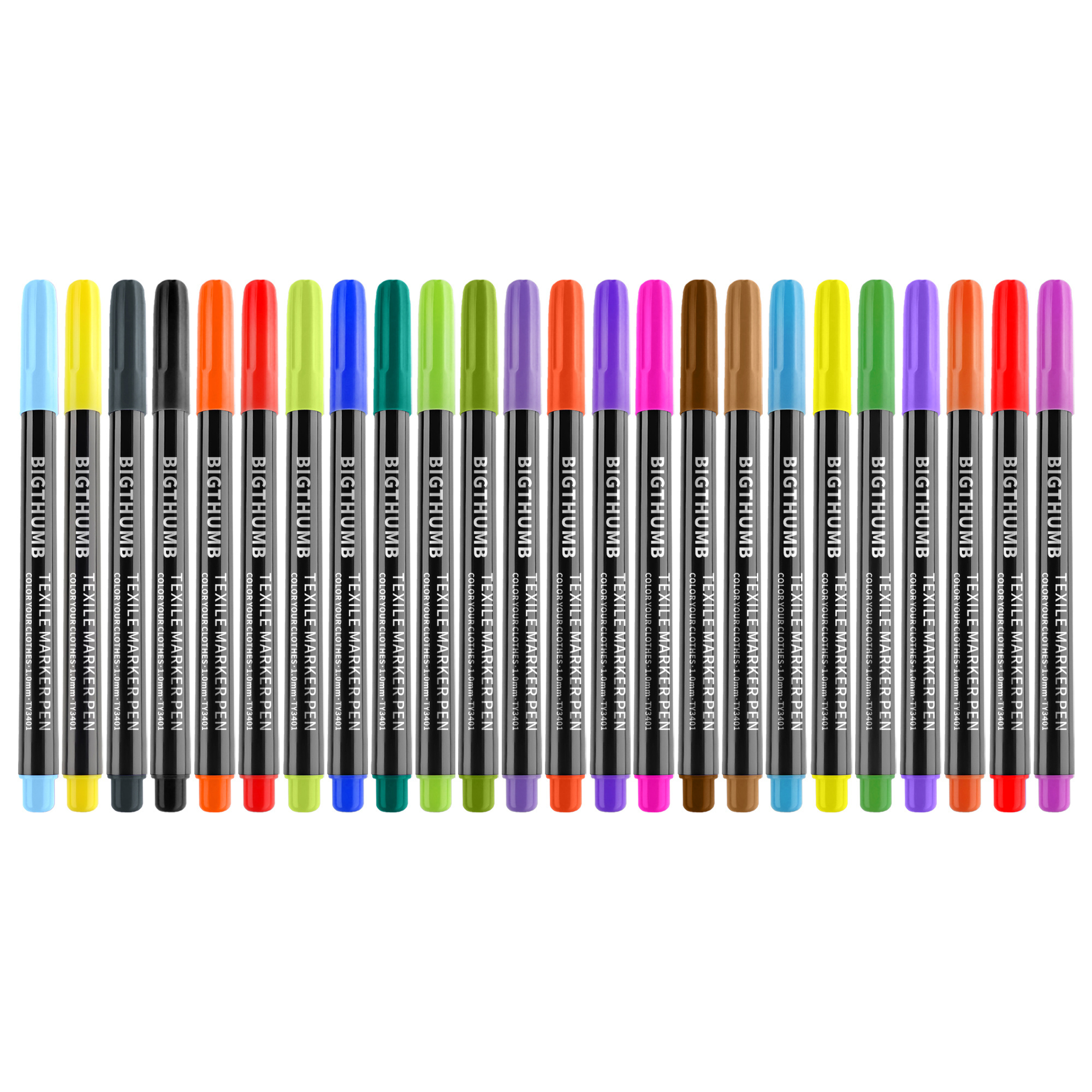 24-Color Fabric Markers Pens Set - Non Toxic Fabric Paint Fine Point Textile Marker Pen