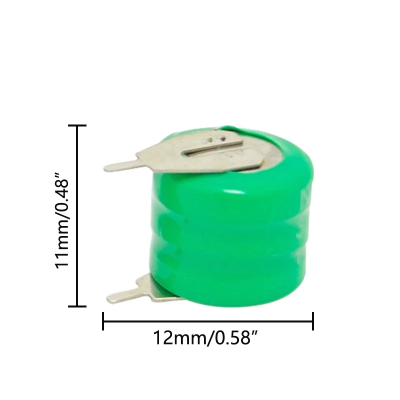 3.6V 20mAh Button Cell 12H 20H Ni-MH Rechargeable Battery Pack with Solder Pins