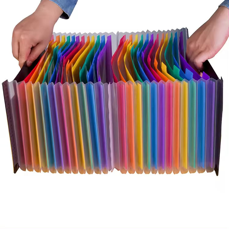 Wholesale Cheap 24 Pocket Expanding File Bag Plastic Office Supplies School Accordion File Organizer with Divider Tabs