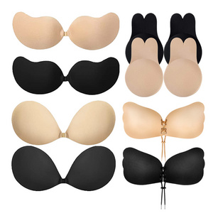 Rabbit Sticky Bras for Women Push Up Lifting Invisible Bra Adhesive Silicone Bra cup with Nipple Covers