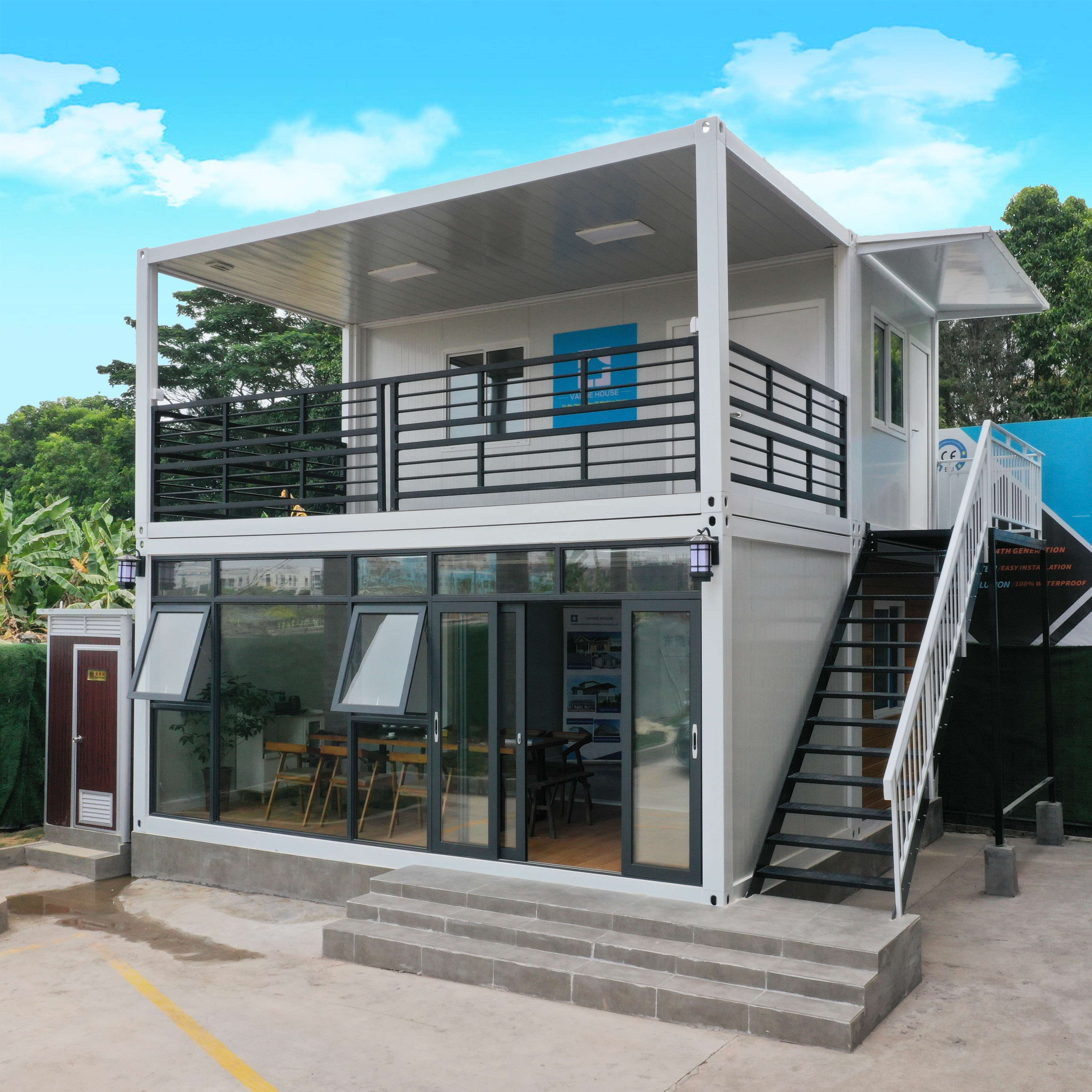 20ft Flat Pack Shipping Container Prefab Steel Container House with Two Bedrooms for Home Villa Mall or School Use