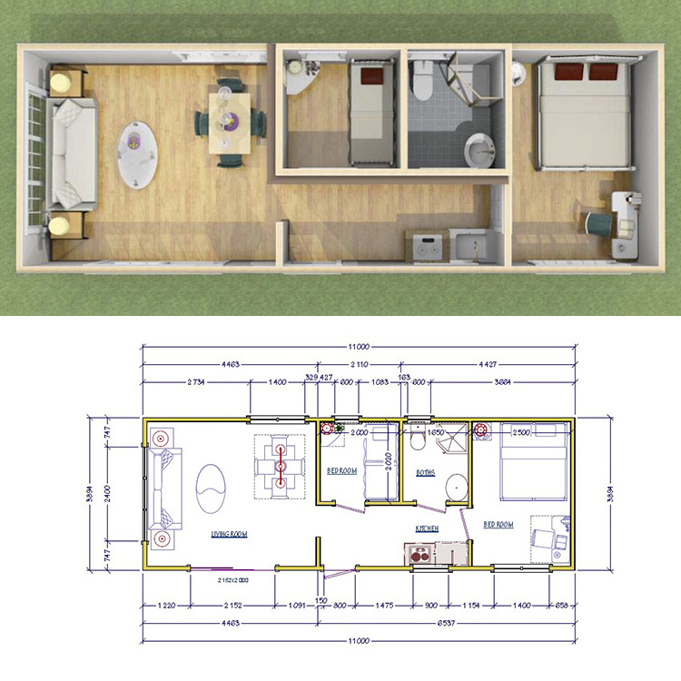 Mobile Office Kit House  steel Structure 20ft 40ft Prefab Houses Tiny Trailer House