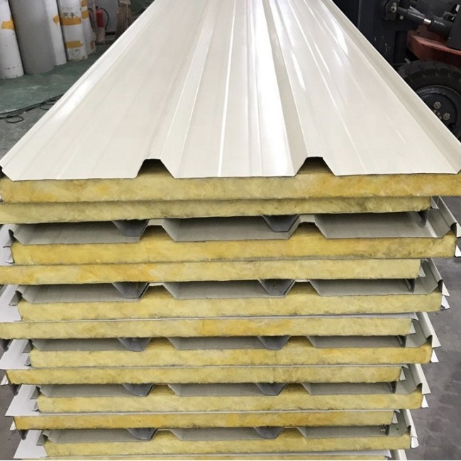 Double Side Corrugated Galvanized Steel Sheet Roof Wall Pu Eps Rock Wool Sandwich Panel