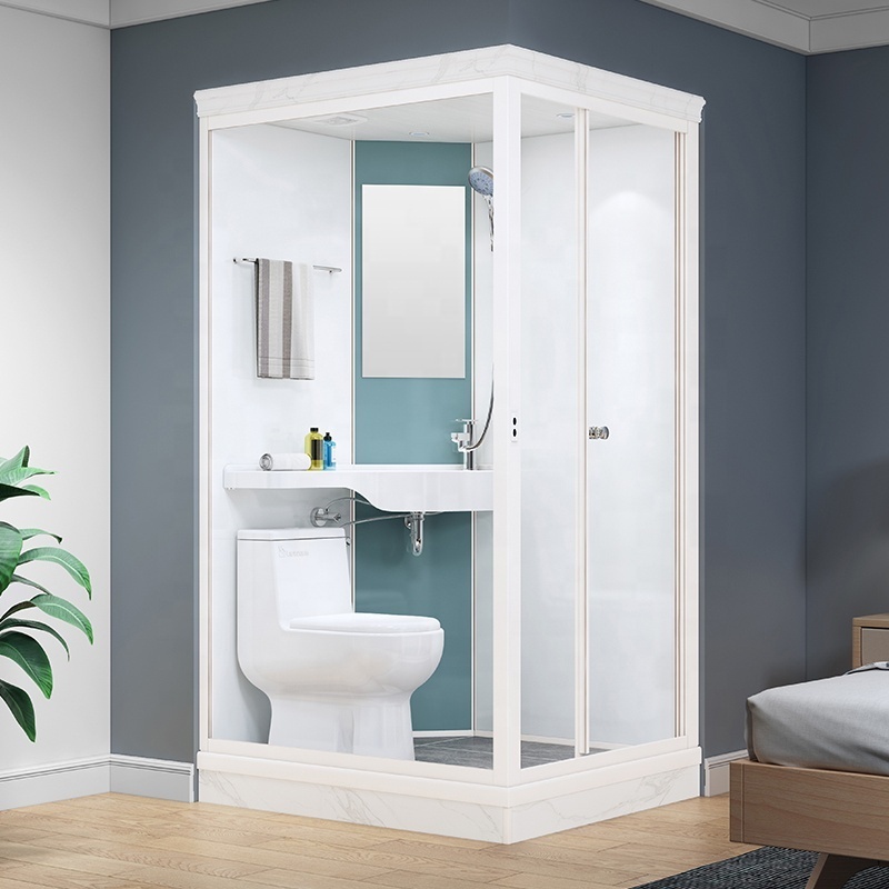 Nice Prefabricated Luxury Portable Simple Design Square Corner Integrated Shower Unit Modular Prefab Bathroom Pod With Toilet