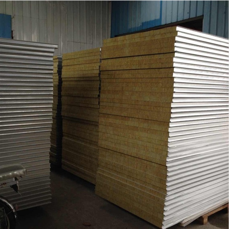 Double Side Corrugated Galvanized Steel Sheet Roof Wall Pu Eps Rock Wool Sandwich Panel