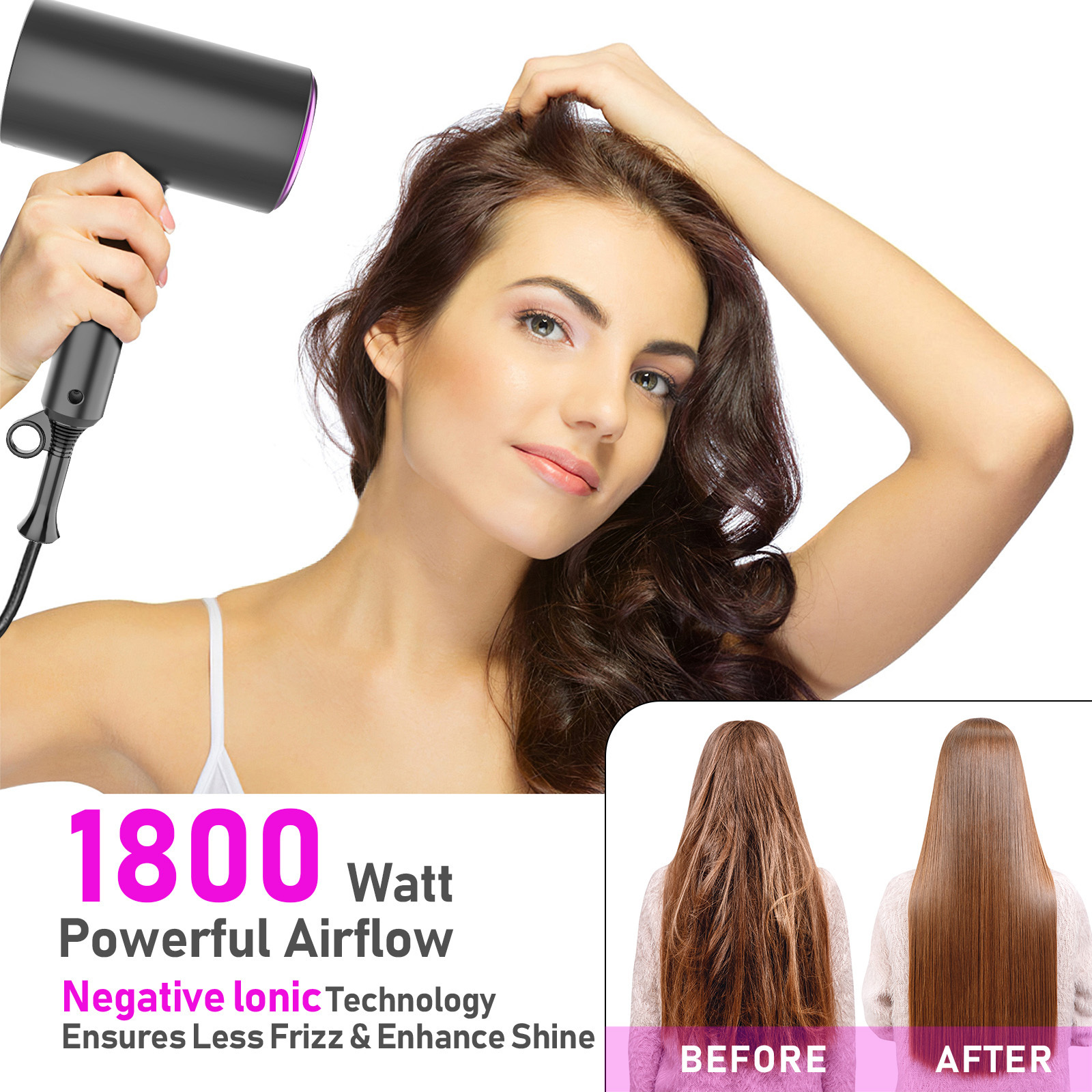 1800W Easy to carrying Portable High Power Salon Blow Dryer Hot And Cold Wind Hair Dryer Volumizer Hammer Dryer