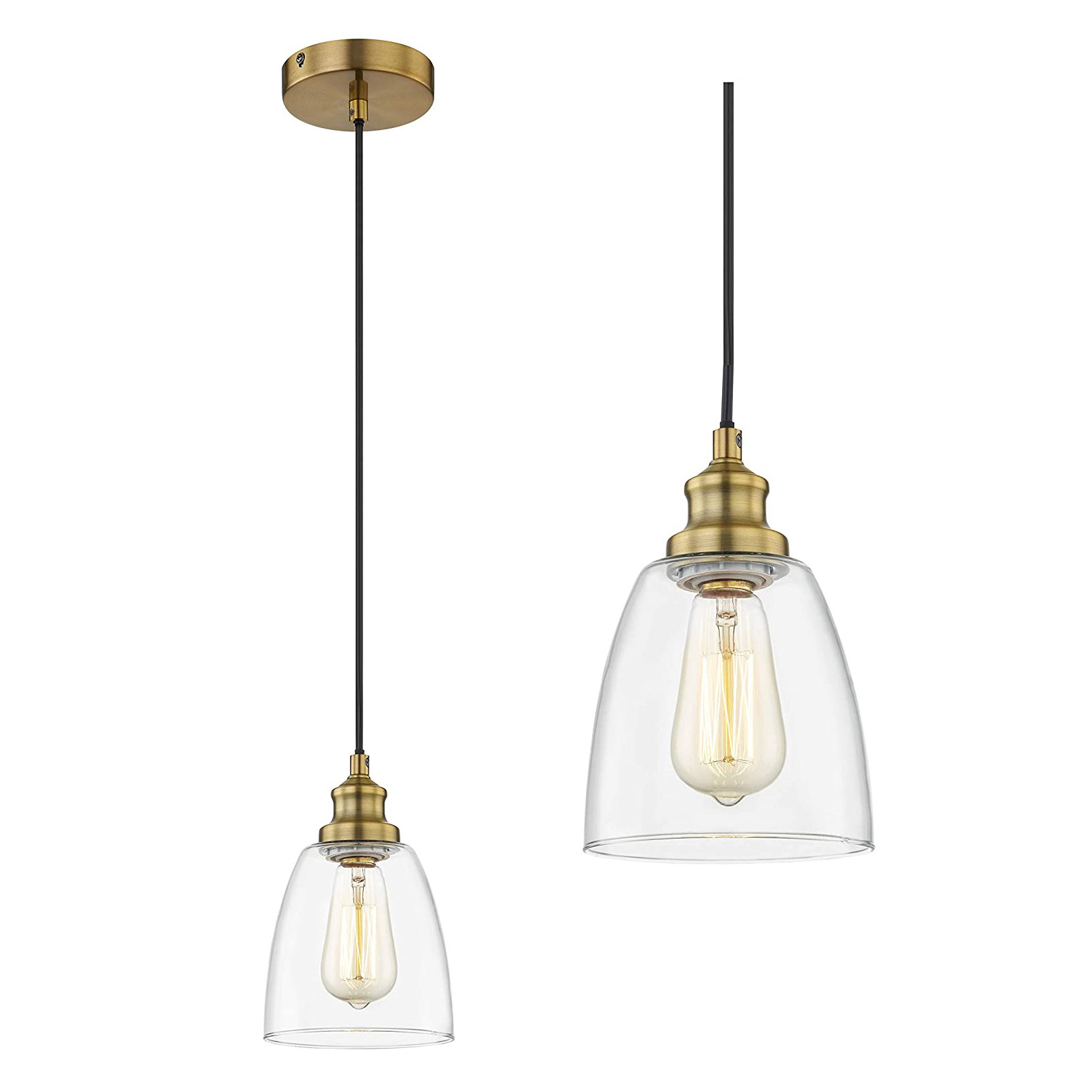 Farmhouse One-Light Ceiling Fixture Mini Pendant Lighting with Clear Glass Shade  Kitchen Lighting Fixtures for Bedroom