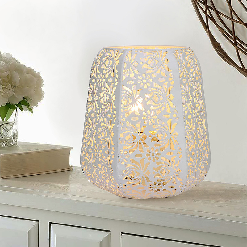 Flowers Garden Pattern Up Light Soft White Metal Table Lamp Bedside Lighting