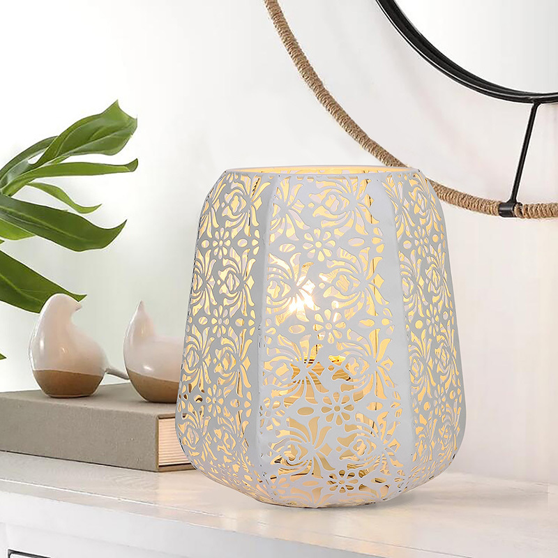 Flowers Garden Pattern Up Light Soft White Metal Table Lamp Bedside Lighting