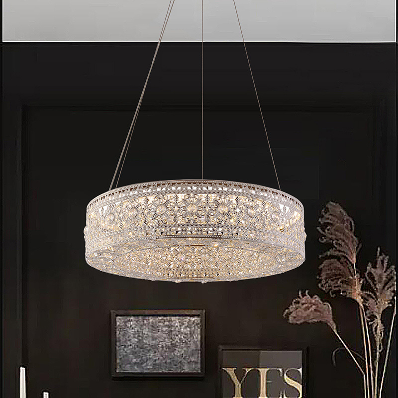 Elegant Flowers Pattern crystal lighting ceiling pendant light round ceiling light fixture led for home lamparas decorativas