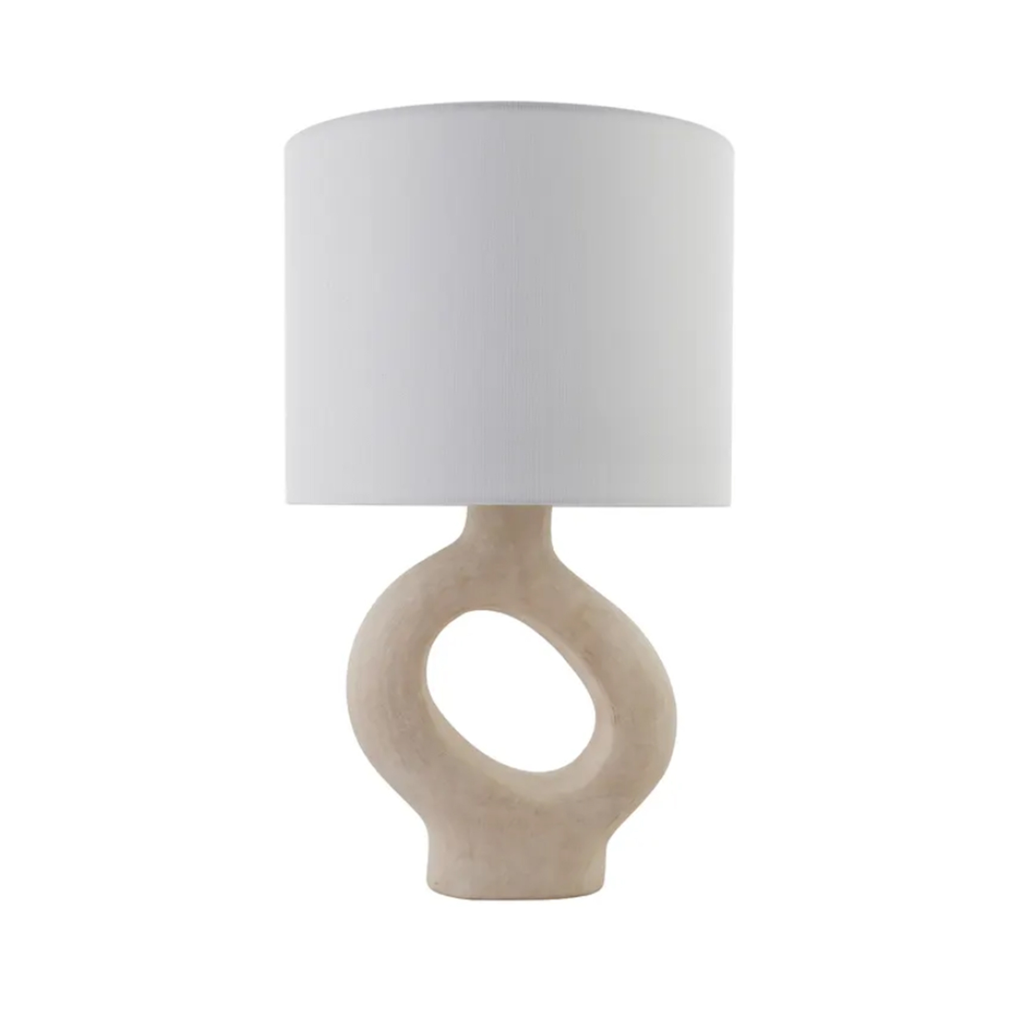 Modern creative simple Hotel Home decor bed side fabric shade ceramic white rustic table lamps