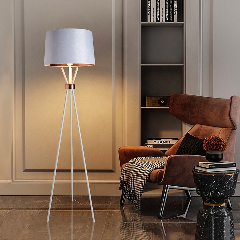 Matt White Room Modern floor lamp tripod Tall Contemporary Drum Shade Floor Standing Lamp floor light