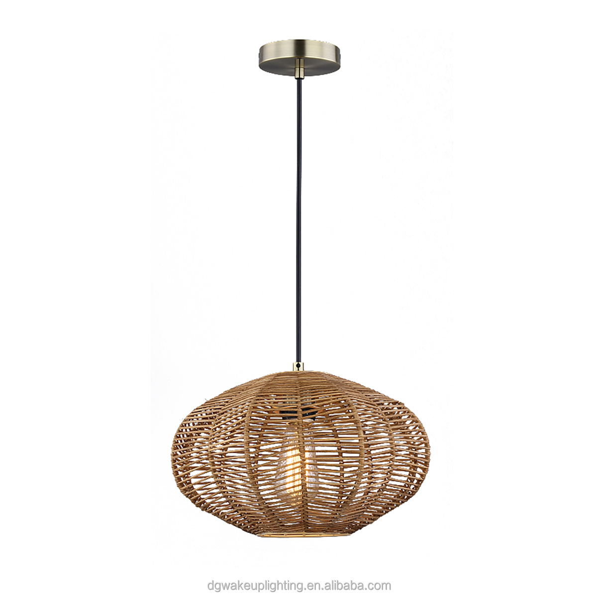 Modern hand-made simple Nature Lantern shape lampshade bamboo  rattan pendant ceiling light kitchen lighting fixtures