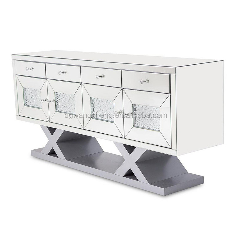 Spain style pattern mirrored sideboard cabinet with 3 doors