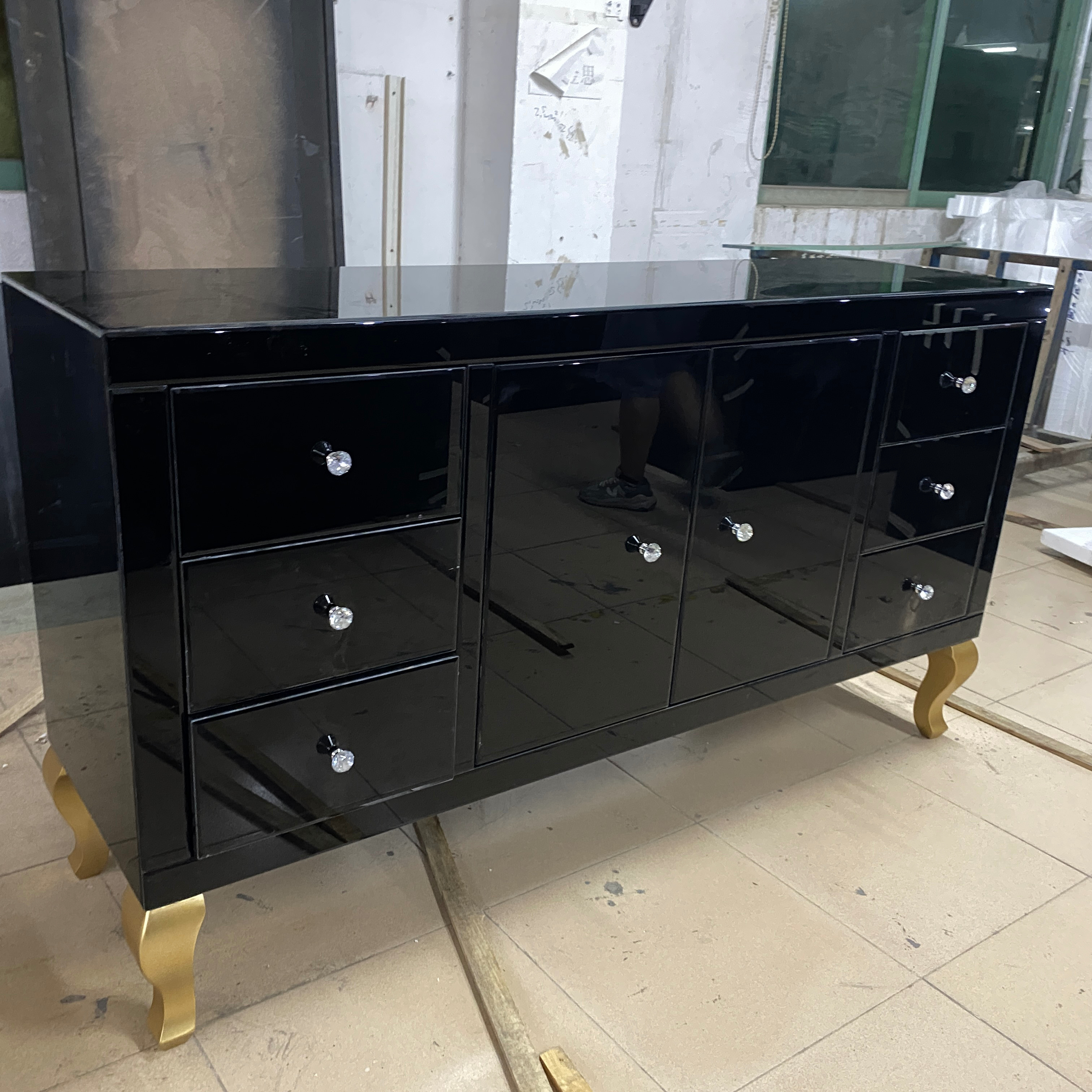 modern luxury crush diamond living room furniture  shoe mirrored cabinet