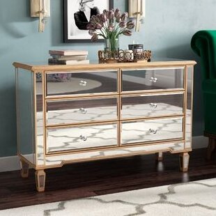 Classic mirrored TV stand TV cabinet with 3 drawers two showcases and 2 doors