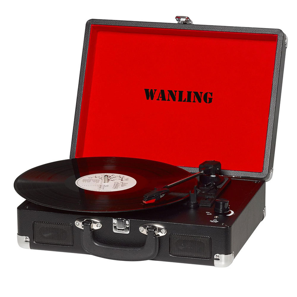 Portable suitcase Turntable player with Bluetooth input function and belt driver vinyl record player with ceramic cartridge