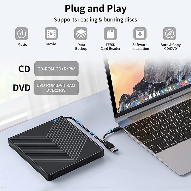 new 7 in 1 External DVD Player Plug and play dvd burner with HUB cd Drives for Latest Notebooks,Optical Drive