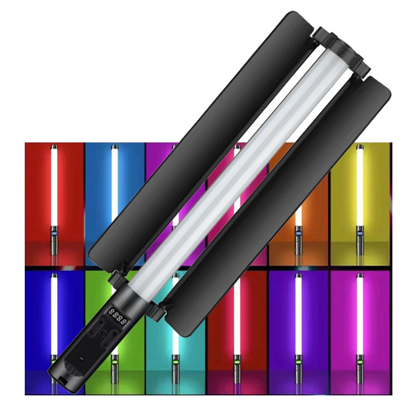 Rechargeable RGB Handheld Light Stick Photography Vlog Full Color Light with sun visor Selfie Living Tik Tok Video Fill Light